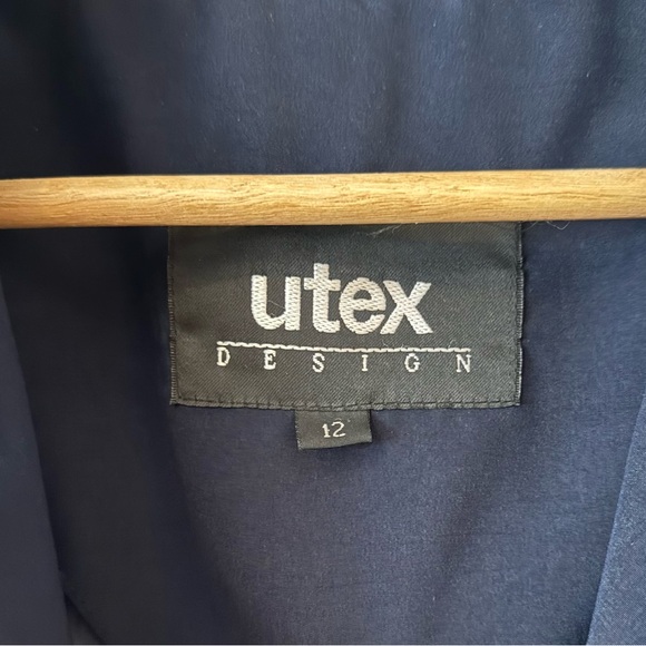 Utex Double Breasted Full Length Navy Trench Coat - Picture 3 of 6